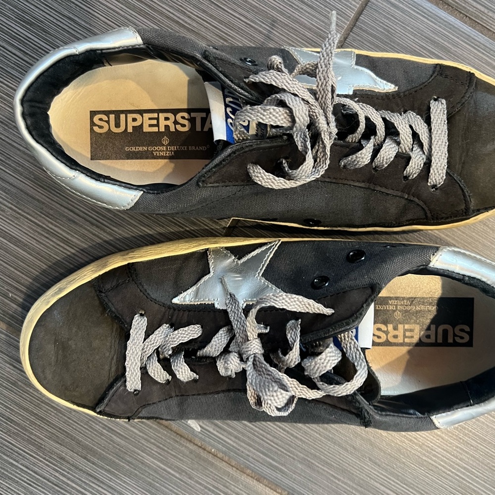 Golden Goose Black and Silver Sneakers